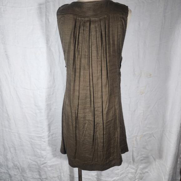 FREE PEOPLE sz M Moonshine Mini Brown Olive Green Linen Blend Hippie Boho Romper - Picture 4 of 6